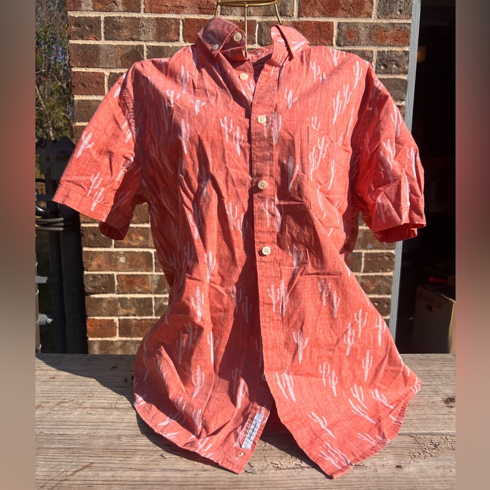 Orange Cactus Button Up Shirt Size M